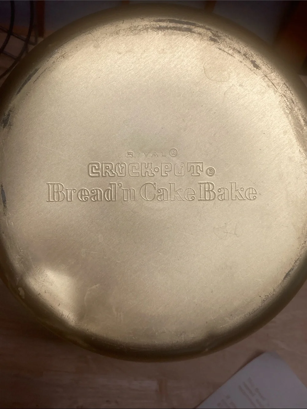 VTG 70s Rival Crock-Pot Bread 'N Cake Bake Pan & Trivet Rack Gold